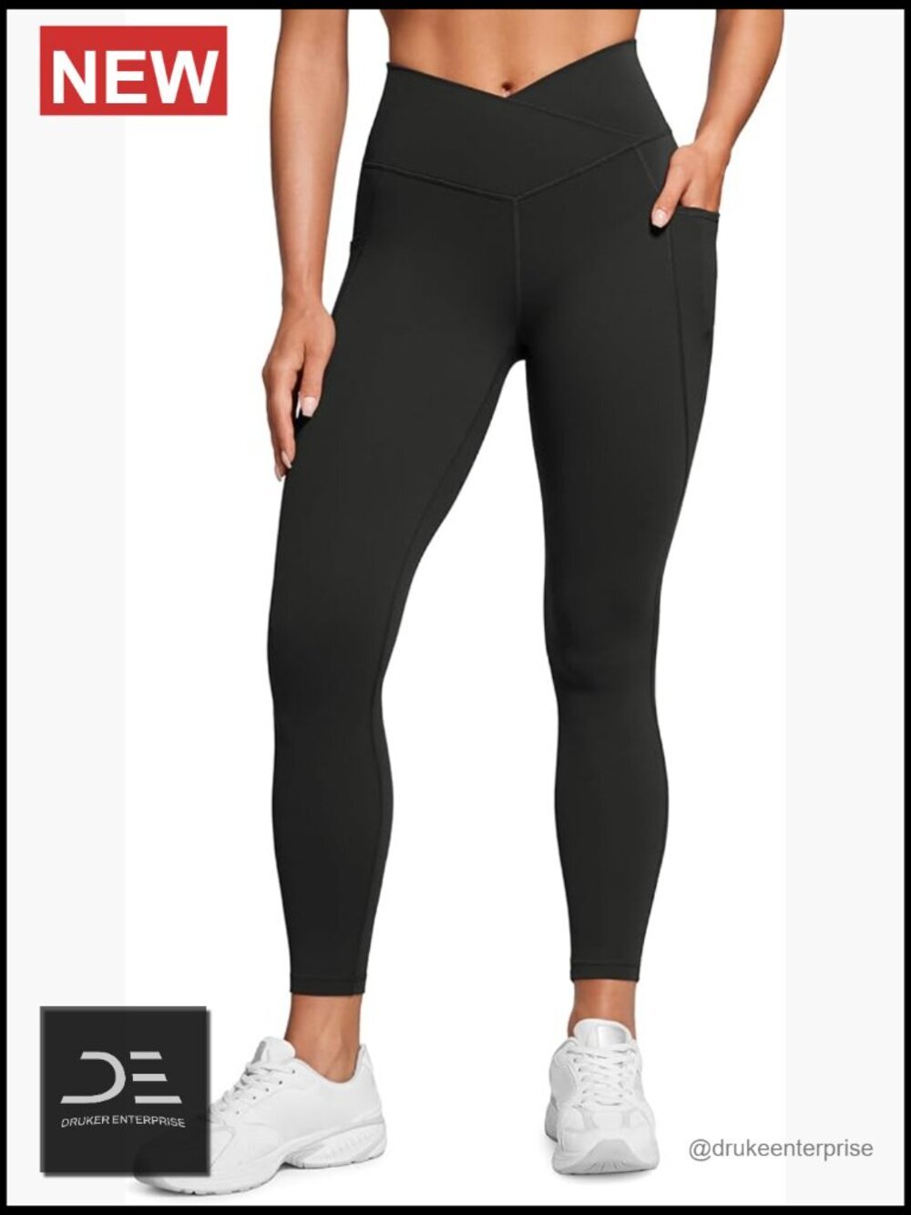 Butterluxe Crossover Waist Workout Leggings with Pockets 25"